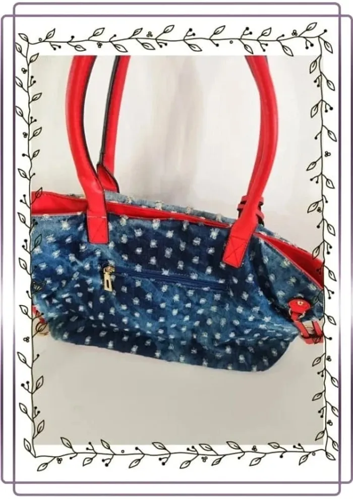 Sac fourre tout bleu et rouge, très bon état, 37x28cm - photo numéro 2
