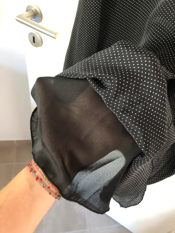 Robe en soie noire à pois Carroll taille 38 - photo numéro 7