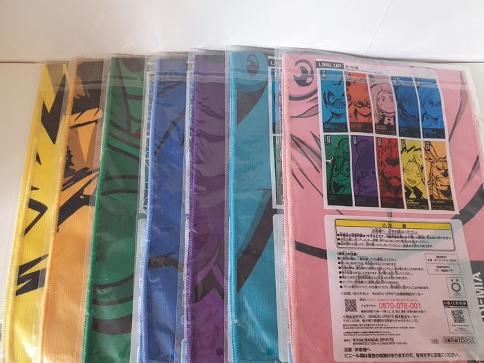 1 lot de de 7 serviette tenya, minoru, tsuyu, all might, denki, ochaco, izuku ichiban kuji my hero a - photo numéro 2