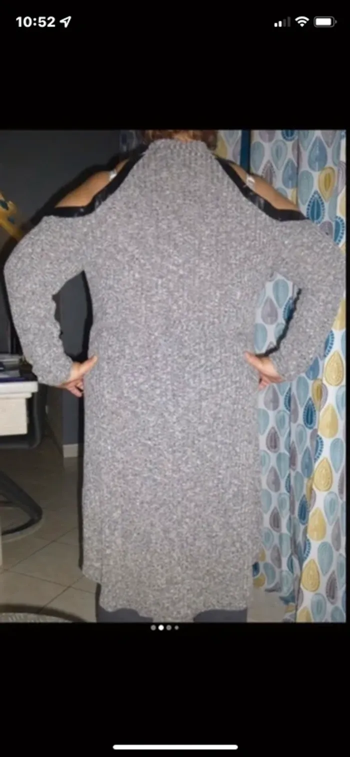 robe tunique Rosegal grise, col simili cuir, épaules dénudées taille XXL = 48/50 existe en xxxl = 52 - photo numéro 2