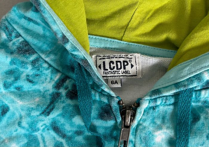 Gilet zippé à capuche bleu turquoise LCDP 6 ans - photo numéro 2