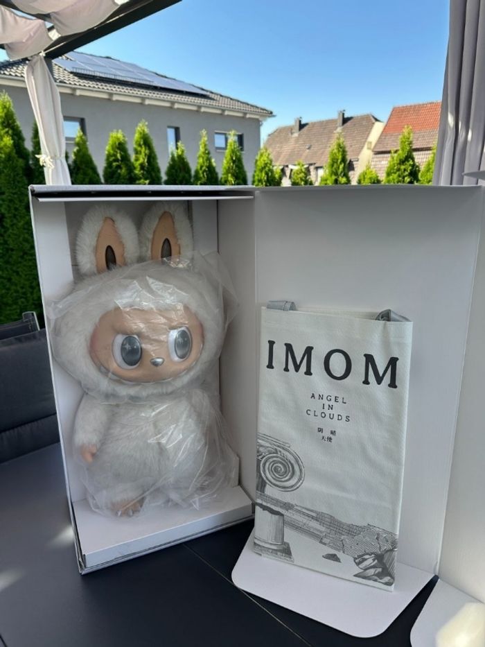 POPMART Les Monstres Labubu Zimomo Ange dans les Nuages Figurine avec Sac Fourre-Tout NEUF & OVP - photo numéro 2