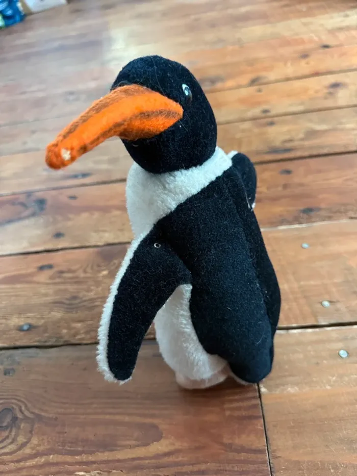 Peluche très ancienne rigide 27cm debout Steiff Manchot Pingouin Antarctique Papou - photo numéro 2