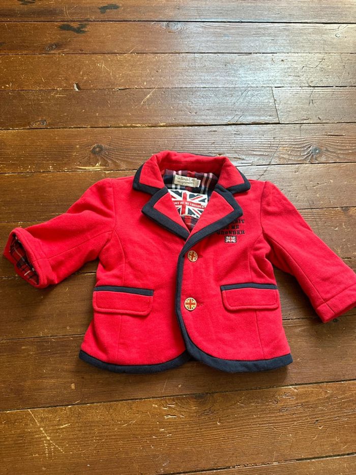 Veste caban Interdit de me gronder anglaise rouge 12 mois