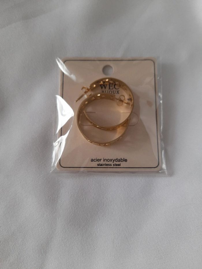 Créoles boucles d oreilles doré neuve avec étiquette 🏷