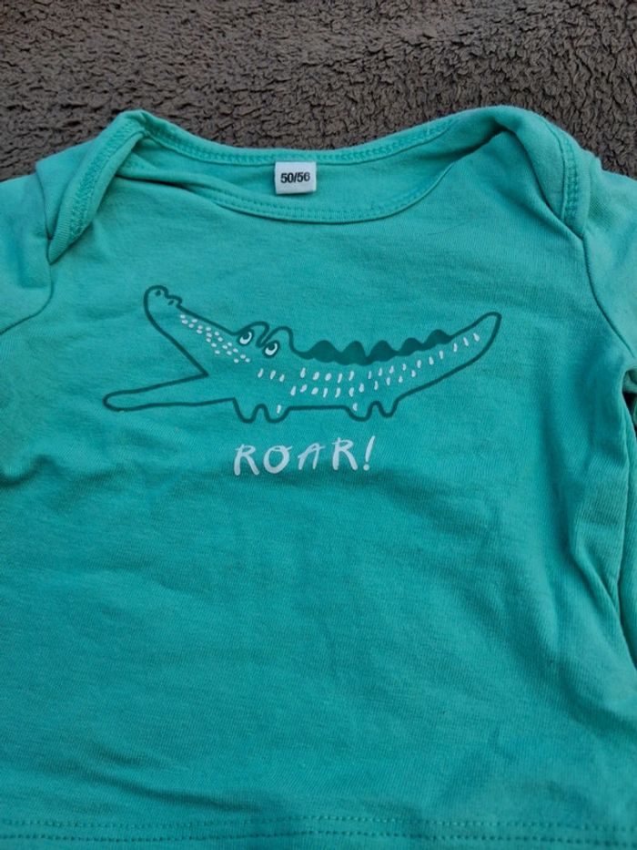 T shirt manches longues vert d’eau Oeko tex 1 mois - photo numéro 2