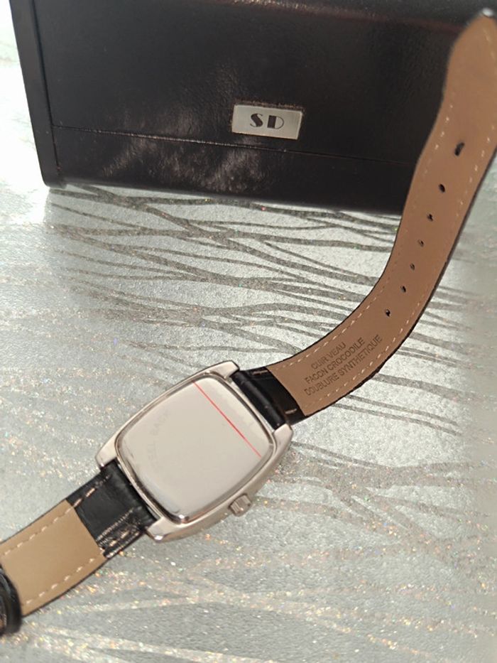 Montre Femme- façon crocodile Marron-Cuir Veau-Mediademe - photo numéro 3