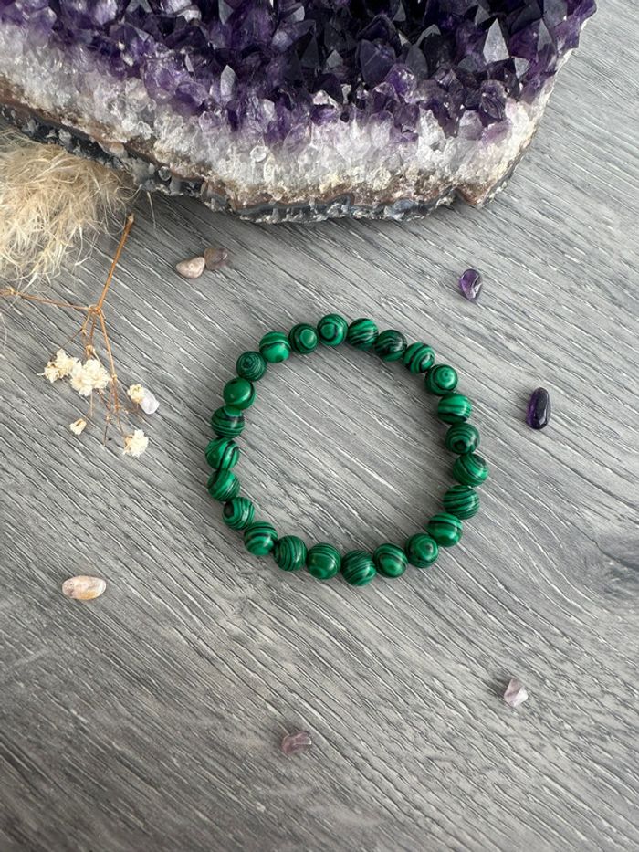 Bracelet en Malachite véritable du Chili – Pierre naturelle