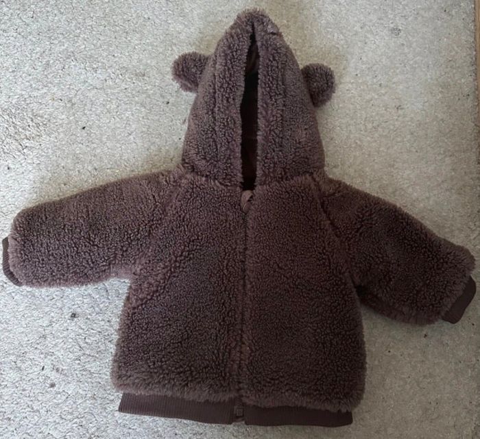 Manteau en sherpa à capuche - Marron foncé - 3 mois