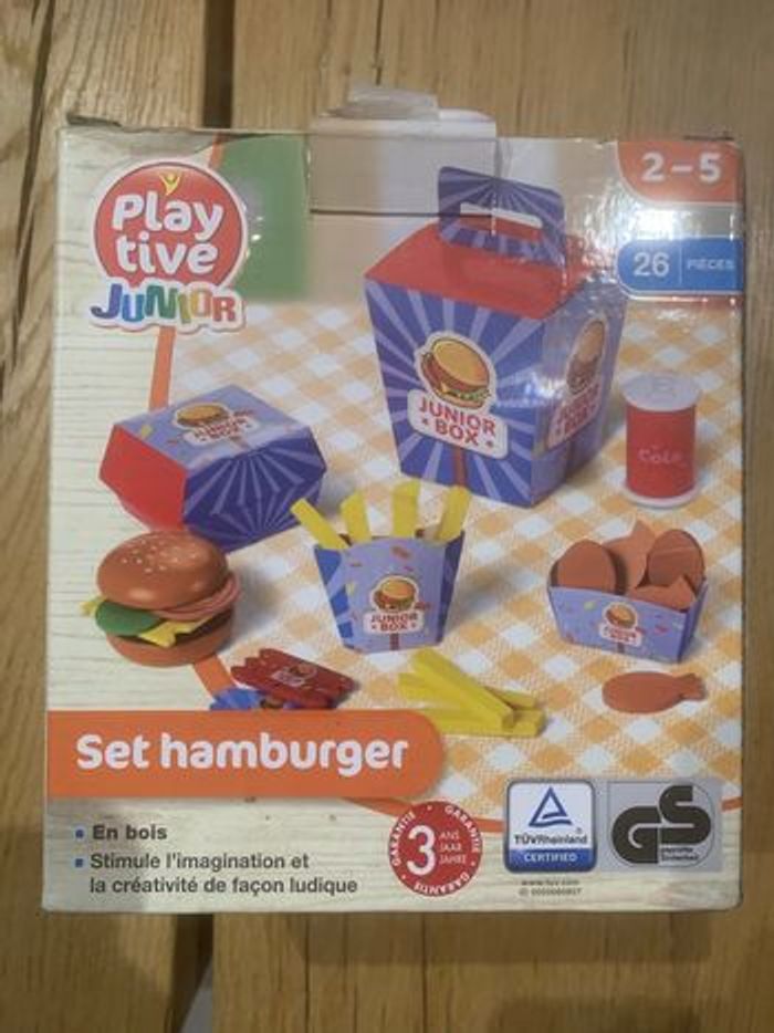 Set hamburger en bois 26 pièces complet Play tive junior dans son carton d’origine - photo numéro 2