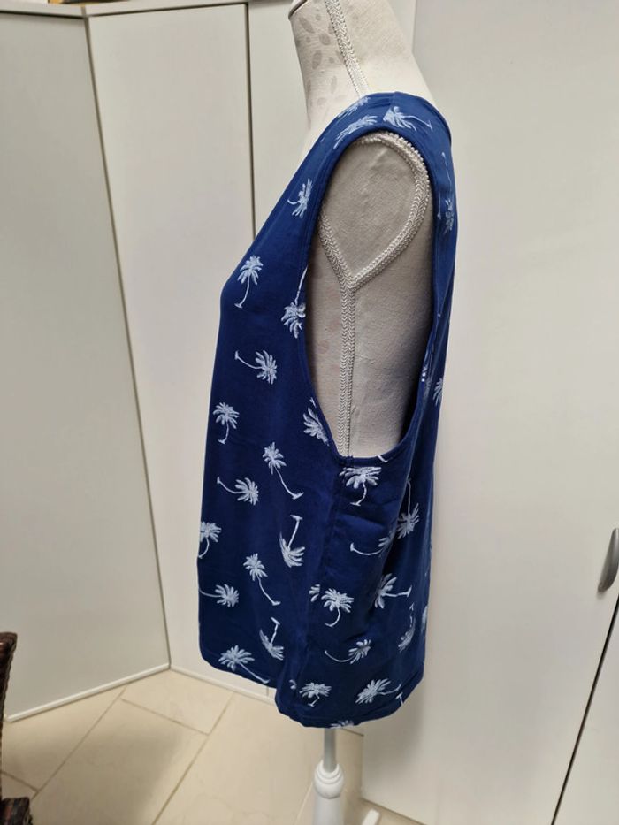 Debardeur Bleu Marine Imprimé Palmiers Blancs - photo numéro 3