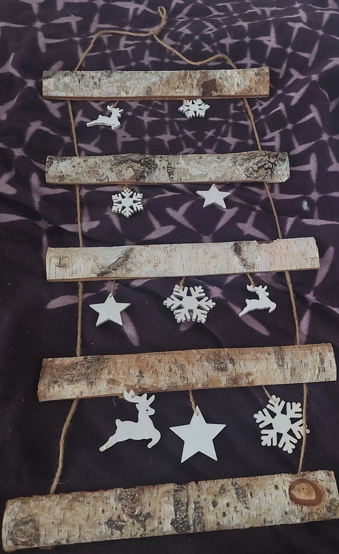 Échelle en bois à suspendre Noël - photo numéro 2