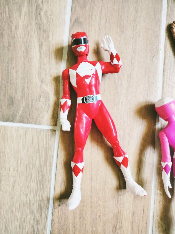 🙅 Power rangers mighty morphin lot figurines du ranger rouge et rose Hasbro - photo numéro 4