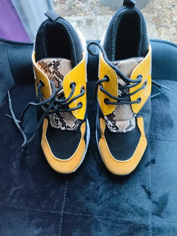 Basket femme taille 37 noir jaune - photo numéro 18