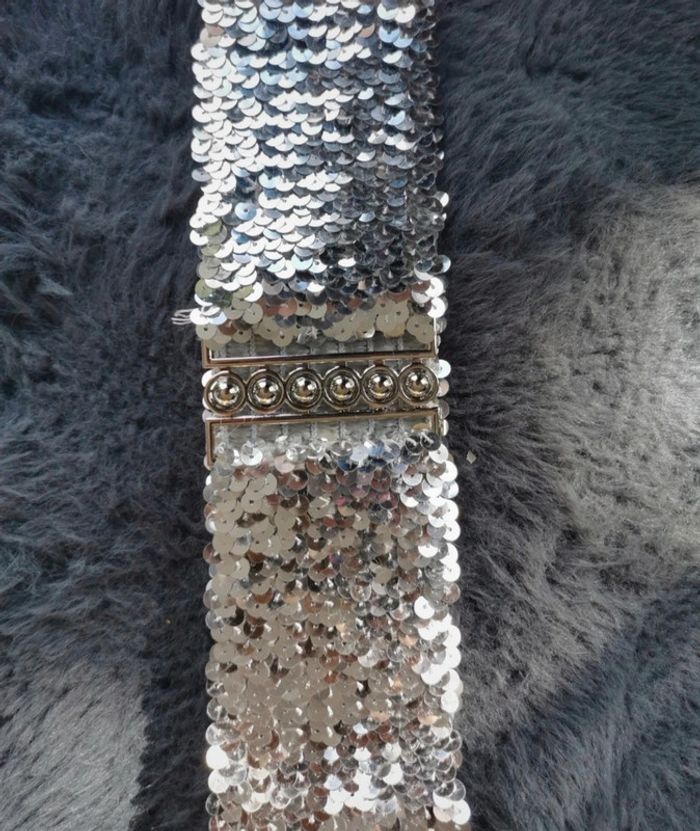 A21 ceinture gaine corset vintage rétro paillette argenté ajustable - photo numéro 4