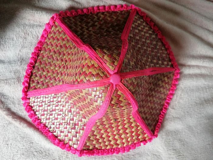 Chapeau rose en paille thaïlandais - photo numéro 2