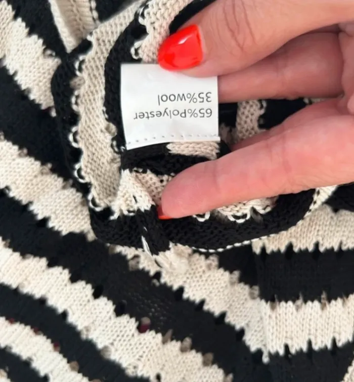 Atelier evene top maille crochet noir et crème Taille S/M - photo numéro 5