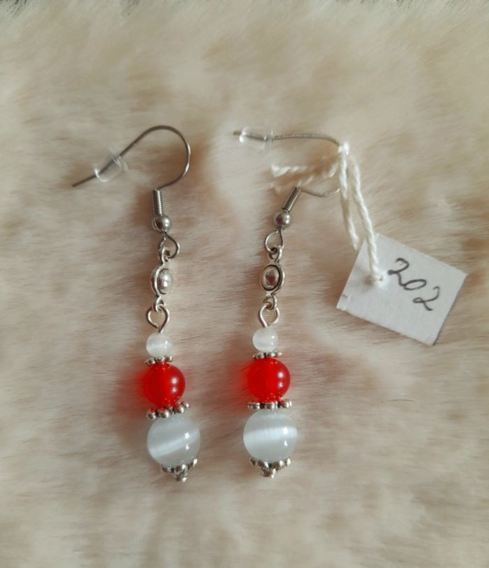 Boucles d'oreilles rouge et blanc