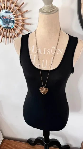 🎽 débardeur noir avec dentelle sur le coté taille M 38 #toumai