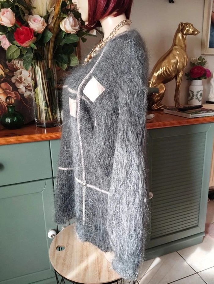 🌹Pull Gris & Crème Mohair & Laine Collection Vintage Lucy Lockett T44/48🌹 - photo numéro 7