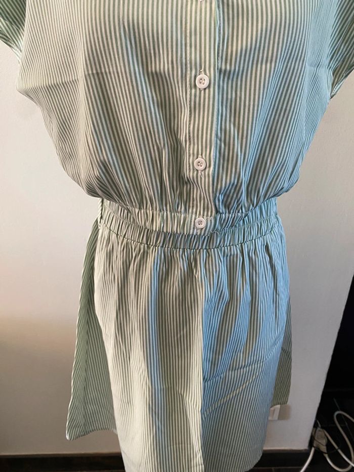 Ensemble chemise et jupe Cos Moda blanc à rayures vertes taille M - photo numéro 5
