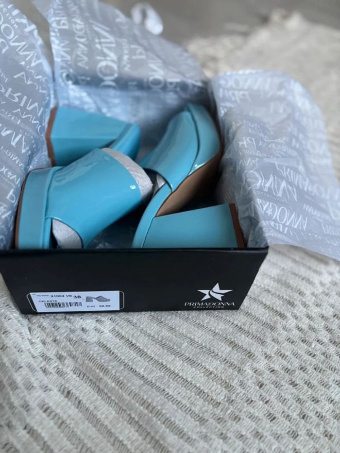 Sabots à talons femme vernis bleu pastel 38 - photo numéro 9