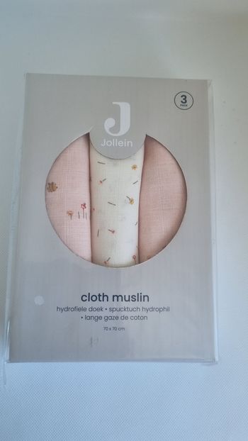 Lot de 3 langes gaze de coton 70×70cm pretty picnic jollein neuf 