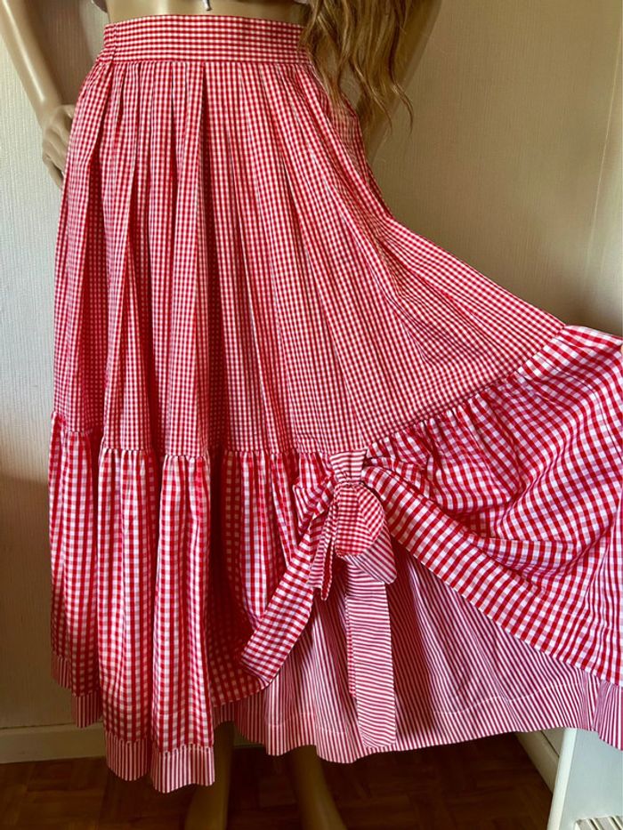 🍒Longue jupe vintage carreaux vichy à volants champêtre cottagecore gingham ruffled long skirt🍒 - photo numéro 12