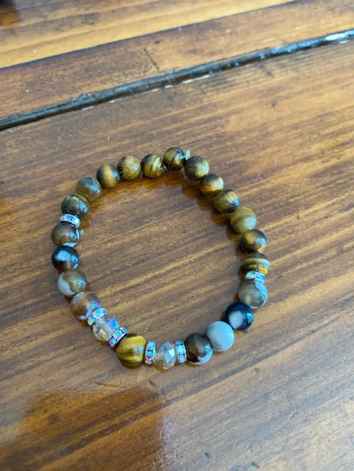 Bracelet œil de tigre et agate naturelles