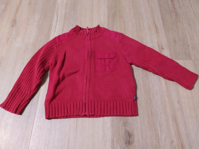 Pull Gillet zippé obaibi 12 mois rouge - photo numéro 4