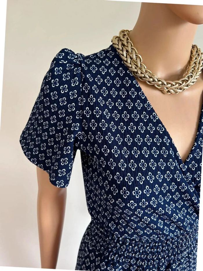 Robe bleue marine et blanche à manches courtes Cache Cache taille XS jamais portée - photo numéro 5