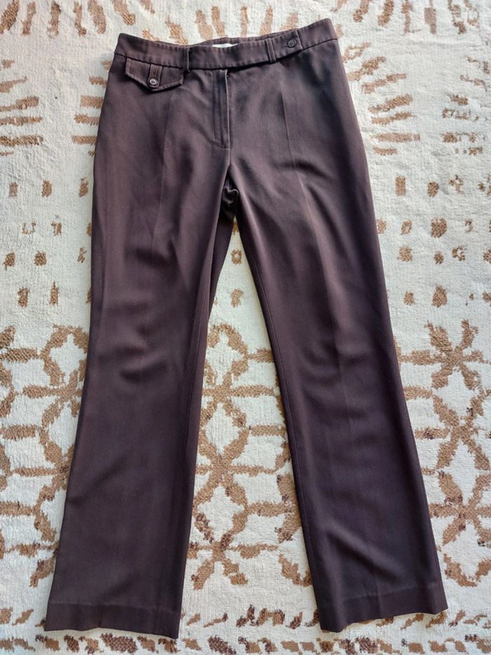 Pantalon tailleur marron jambes évasées femme 42 - photo numéro 2
