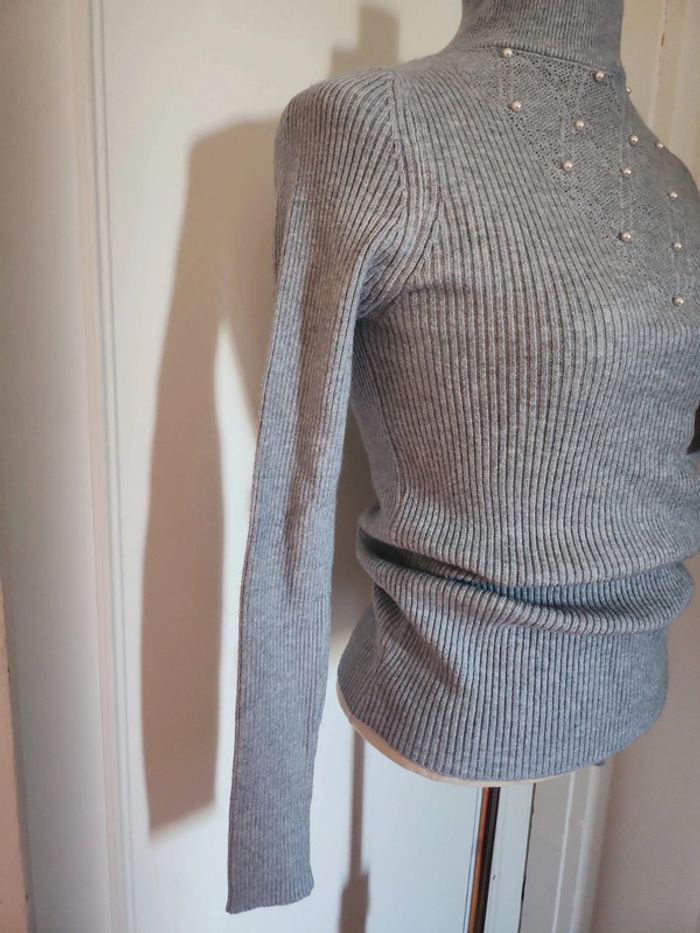 Pull col cheminé gris - photo numéro 5