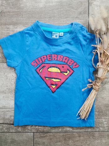 🌺Teeshirt Superman Superbaby 9mois bleu rouge jaune