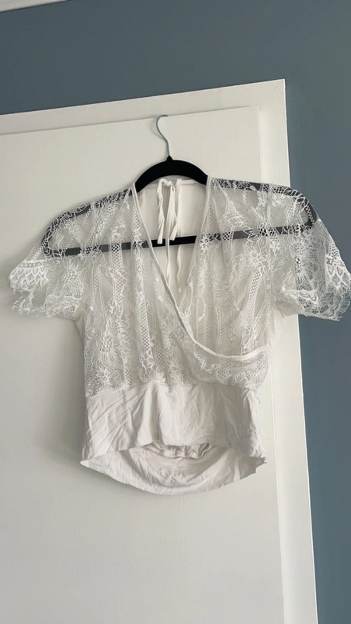 T-shirt dentelle blanc - photo numéro 2
