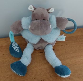 Doudou peluche d'activités Bazile l'hippopotame - Baby Nat