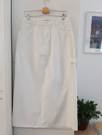 Jupe longue en jean blanc Pimkie