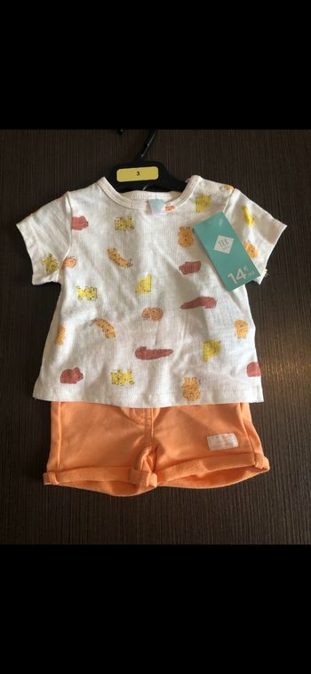 Ensemble tee-shirt short garçon tex baby 60 cm 3 mois
