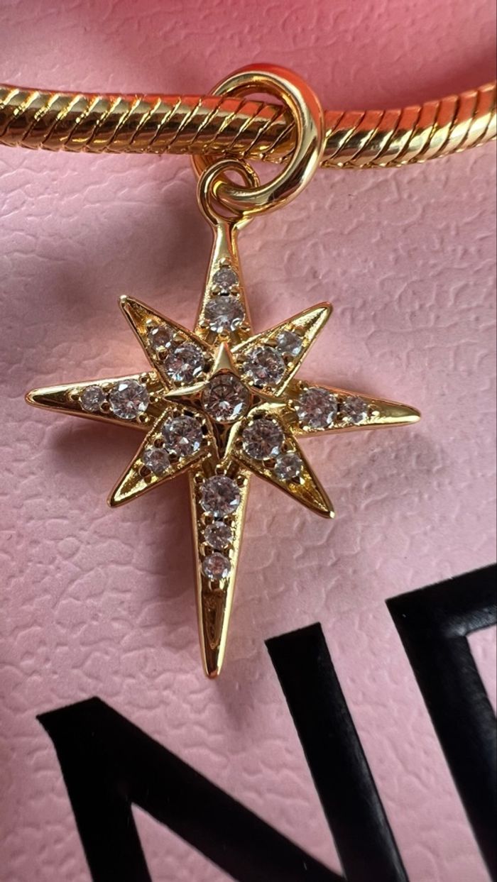 Charm jolie étoile polaire dorée rempli de strass - photo numéro 5