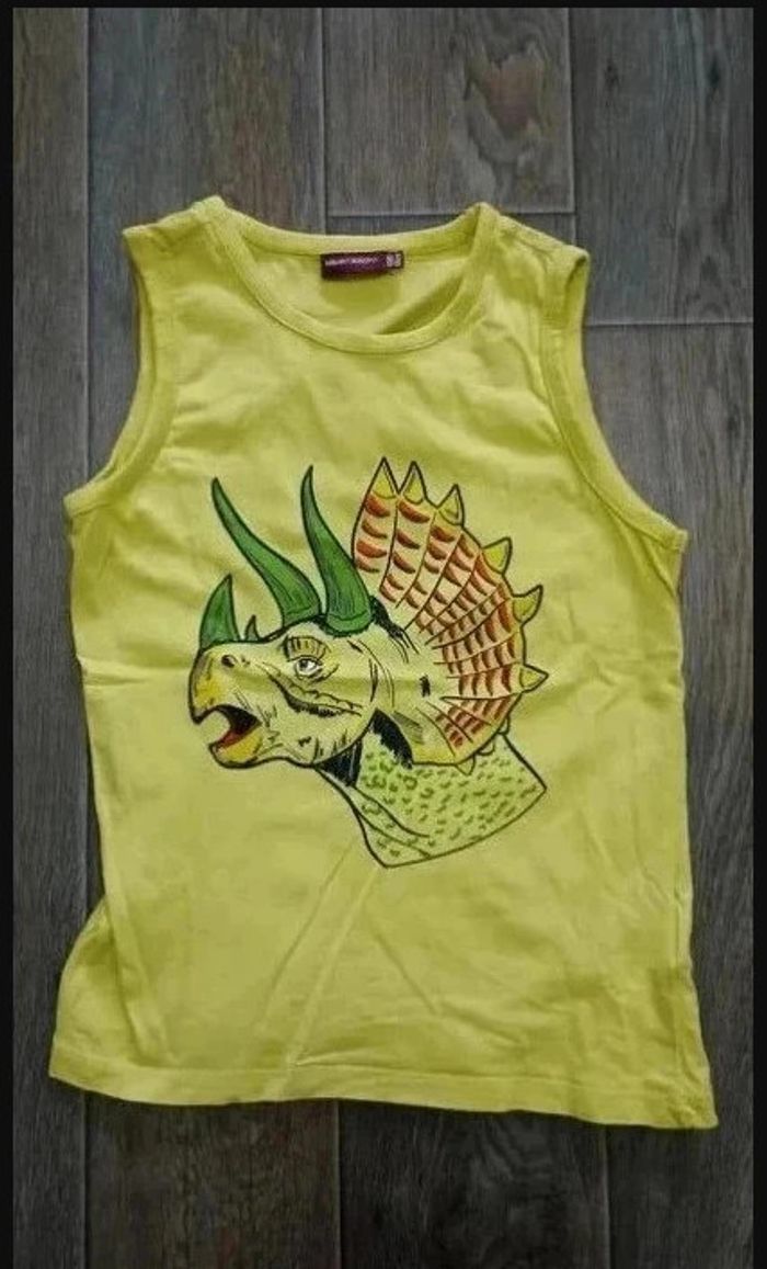t-shirt débardeur jaune dinosaure 8 ans / 128 cm·Très bon état·Sergent Major