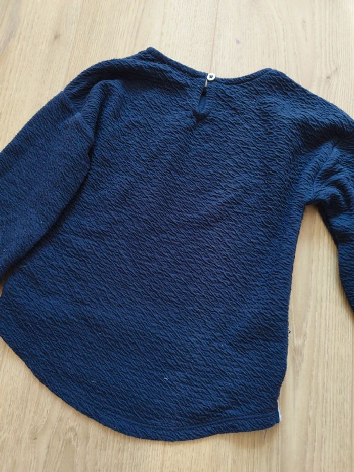 Teeshirt manches longues fille bleu style chemise 4 ans - photo numéro 4