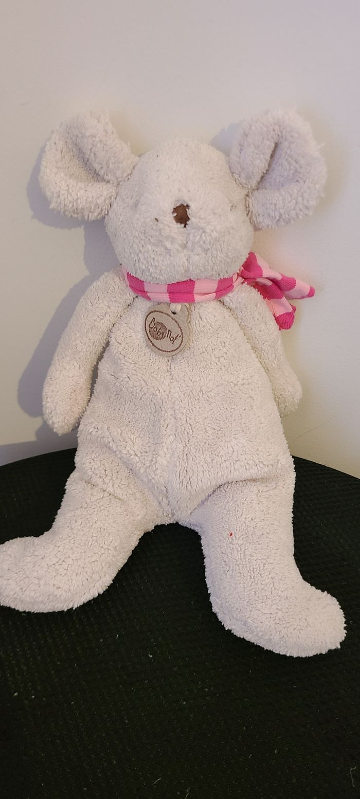 Doudou souris grise écharpe rose BABY NAT - photo numéro 4