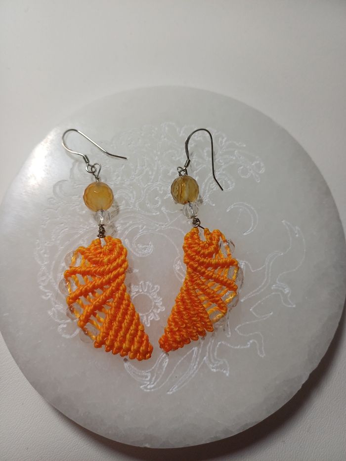 Boucles d'oreilles micro-macramé - photo numéro 2