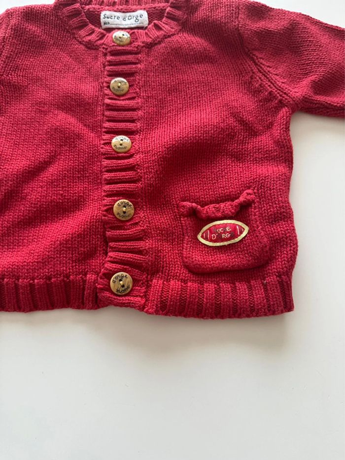 Gilet en tricot rouge - 3 mois - Sucre d’Orge - photo numéro 2