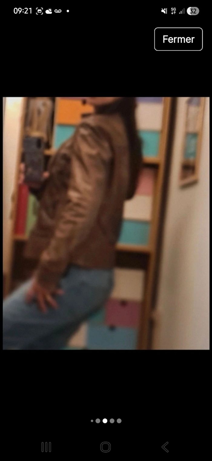 Veste cuir véritable marron - photo numéro 4