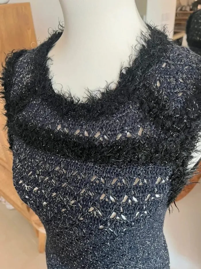 Robe en maille bleu marine et noire Tequila Solo - photo numéro 2