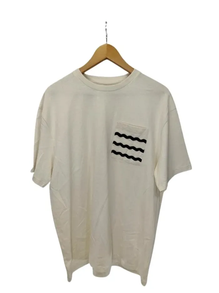 Tshirt blanc cassé à poche avec motifs ondulés noirs - CMT Atelier - Taille L - Neuf A349