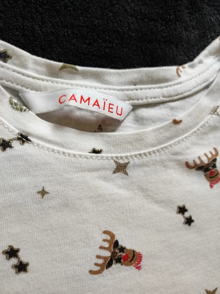 T-shirt manches longues 4 ans blanc motif Rennes brillant - photo numéro 3