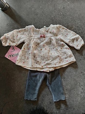 Ensemble haut + bas velours 3 mois