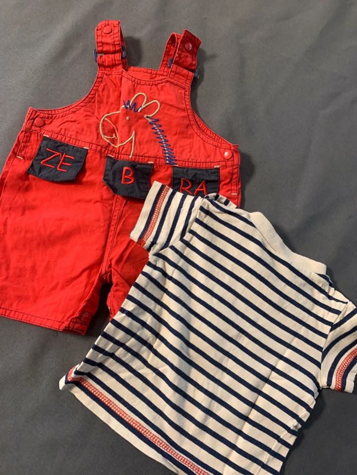 Ensemble Zébra salopette rouge et maillot zébré 1 mois - photo numéro 7